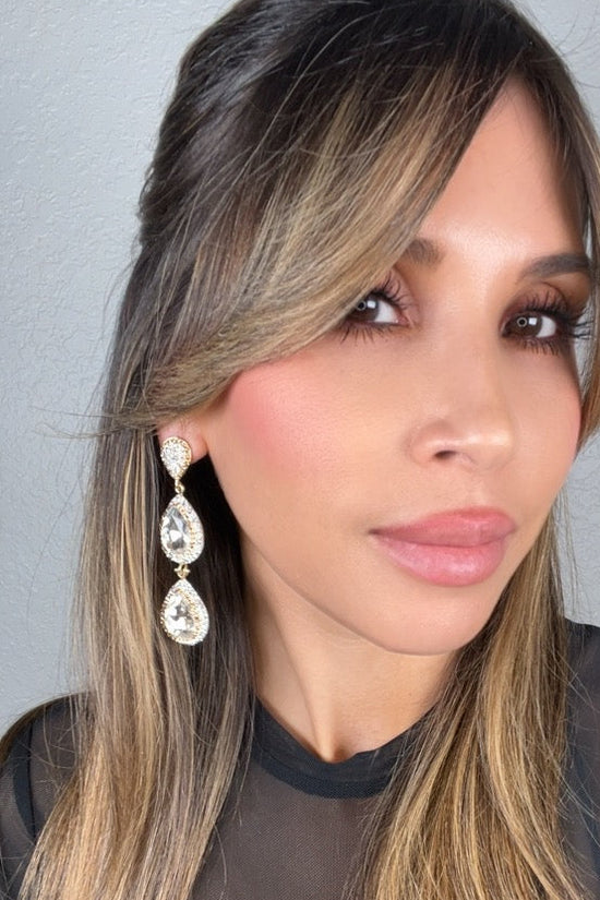 Cubic & Crystal 2 Tier Statement Earring - Born To Glam Born To Glam