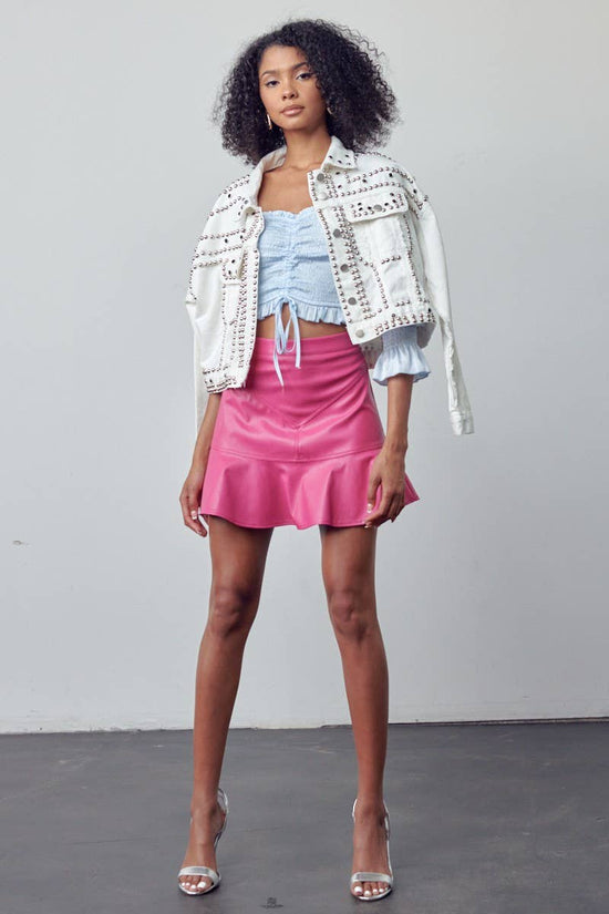 White Studded Oversized Denim Jacket - Born To Glam Born To Glam