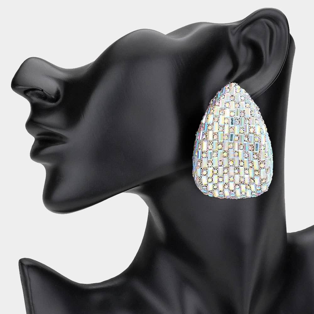 Bold Glam Rhinestone Embellished Teardrop Earrings - Born To Glam Born To Glam