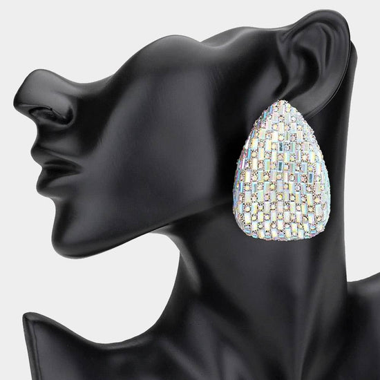 Bold Glam Rhinestone Embellished Teardrop Earrings - Born To Glam Born To Glam