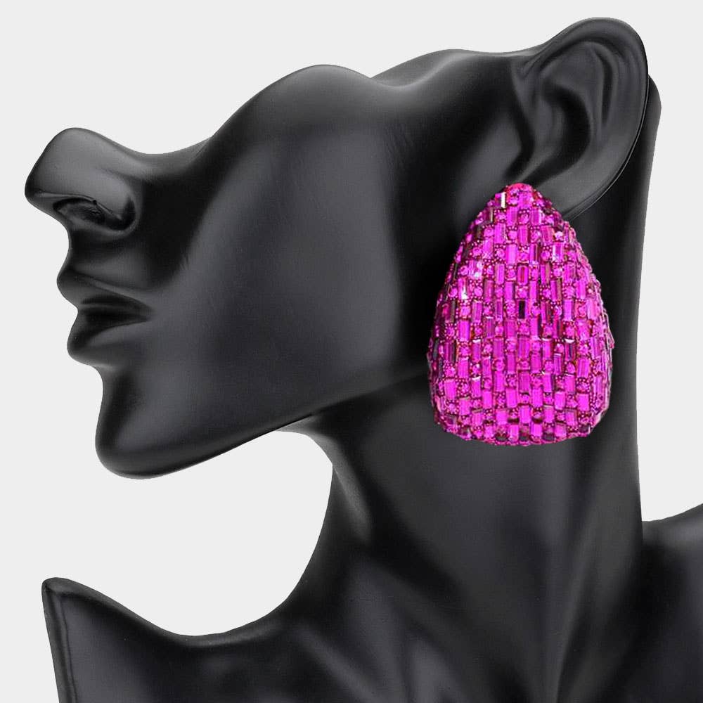 Bold Glam Rhinestone Embellished Teardrop Earrings - Born To Glam Born To Glam