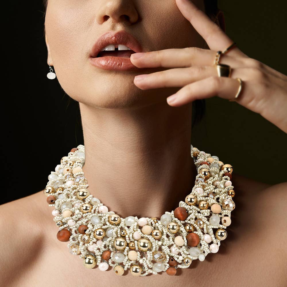 Wire Beaded Collar Necklace - Born To Glam Born To Glam