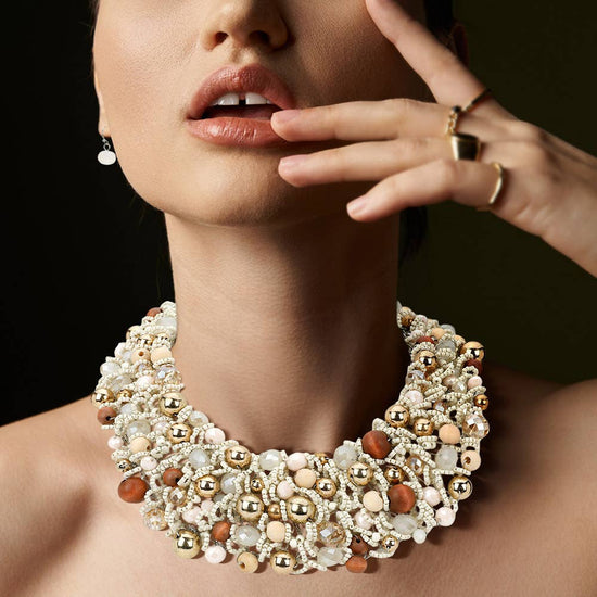 Wire Beaded Collar Necklace - Born To Glam Born To Glam