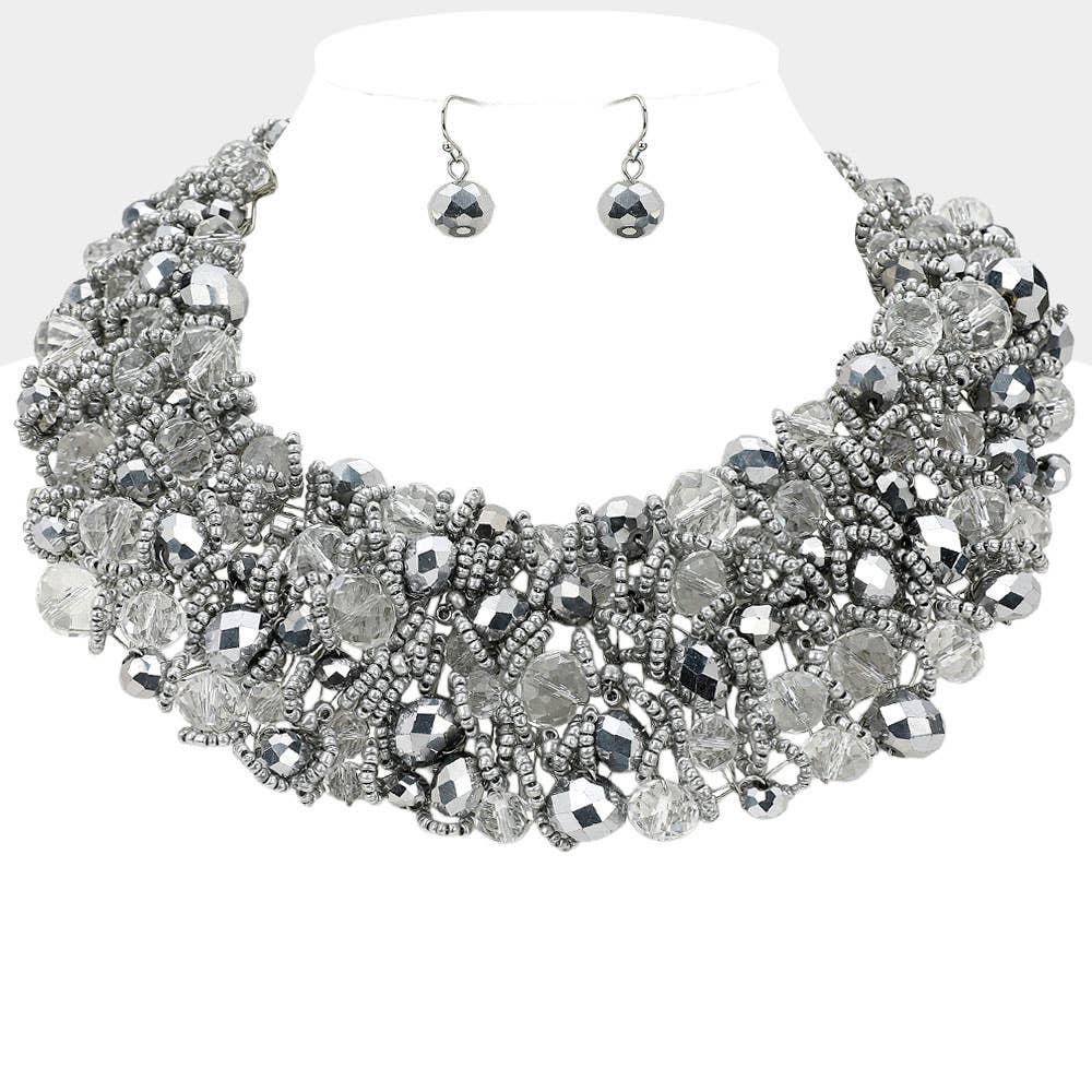 Wire Beaded Collar Necklace - Born To Glam Born To Glam