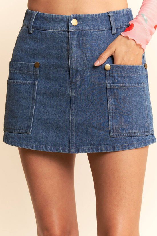 Denim Mini Skort - Born To Glam Born To Glam