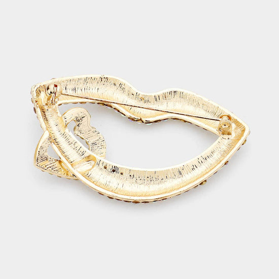 Rhinestone Lip Heart Pin Brooch - Born To Glam Born To Glam