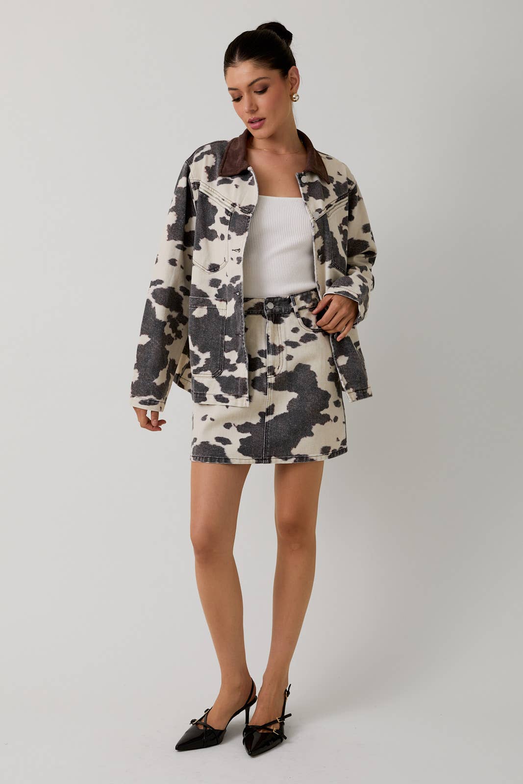 Cow Print Barn Jacket - Born To Glam Born To Glam
