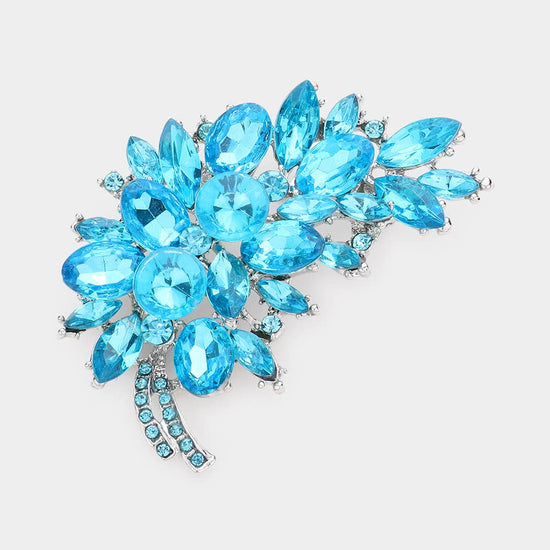 Glass Crystal Leaf Pin Brooch - Born To Glam Born To Glam
