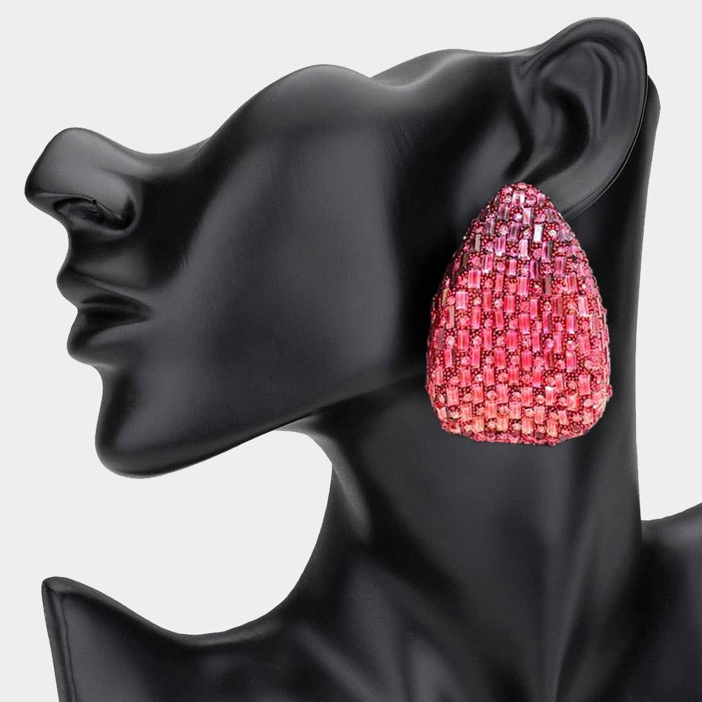 Bold Glam Rhinestone Embellished Teardrop Earrings - Born To Glam Born To Glam