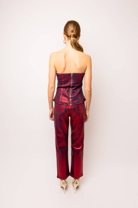 Johanna Foil Coated Denim Top - Born To Glam Born To Glam