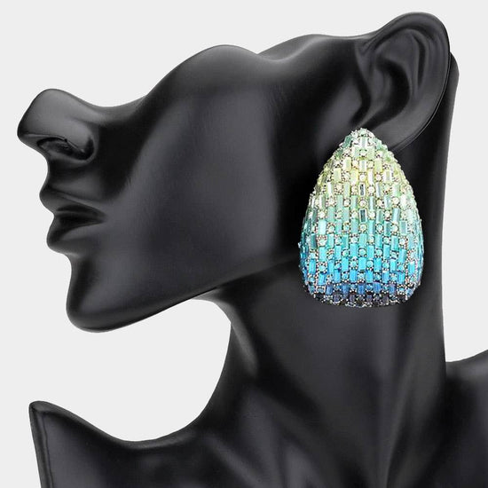 Bold Glam Rhinestone Embellished Teardrop Earrings - Born To Glam Born To Glam