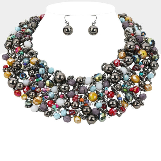 Wire Beaded Collar Necklace - Born To Glam Born To Glam