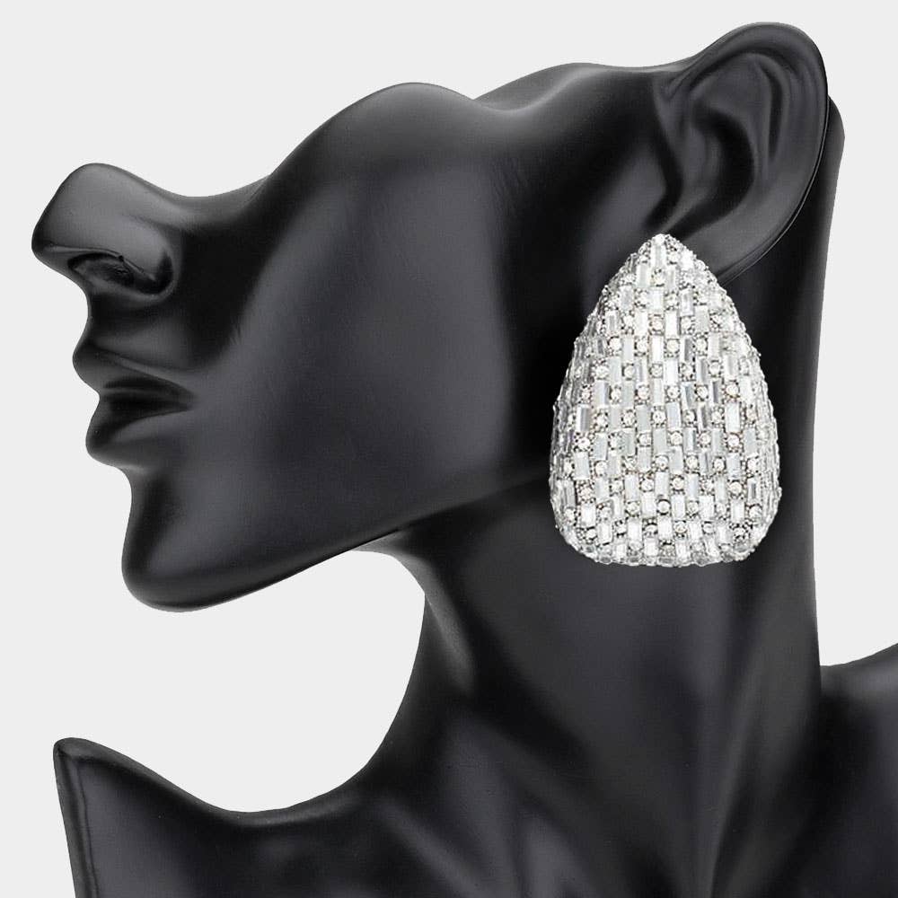 Bold Glam Rhinestone Embellished Teardrop Earrings - Born To Glam Born To Glam