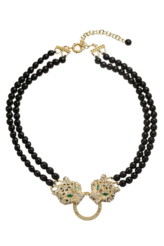 Double Leopard Agate Statement Necklace - Born To Glam Born To Glam