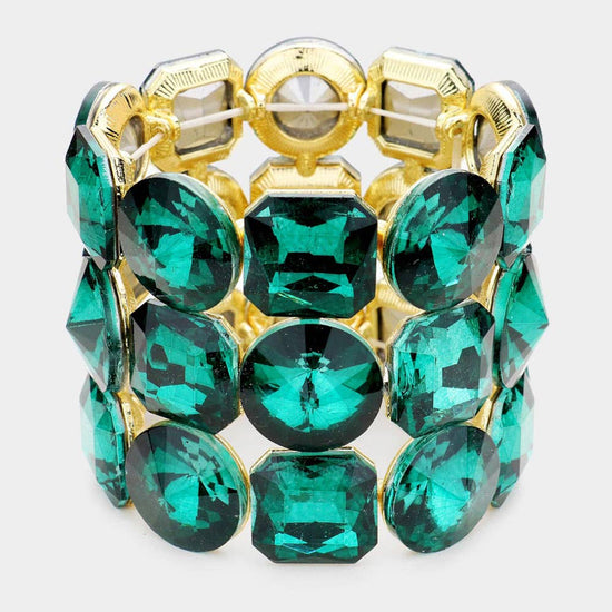 Crystal Rhinestone Statement Stretch Bracelet - Born To Glam Born To Glam