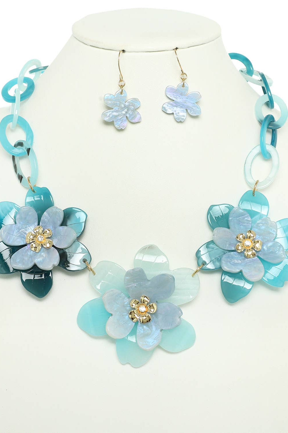Lucite Cherry Blossom Necklace Set - Born To Glam Born To Glam