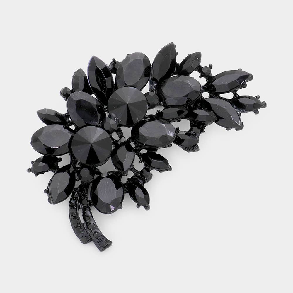 Glass Crystal Leaf Pin Brooch - Born To Glam Born To Glam