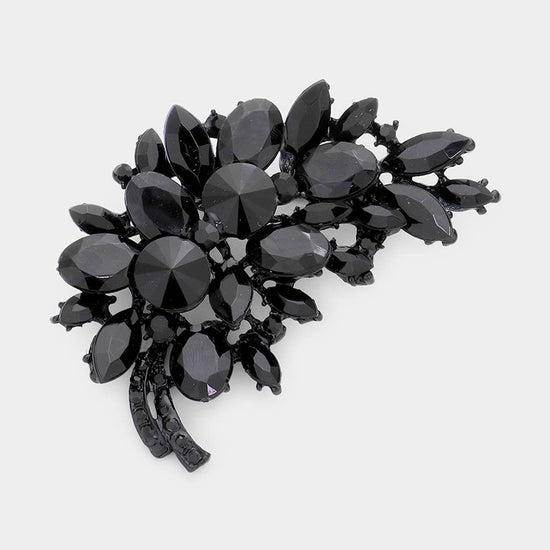 Glass Crystal Leaf Pin Brooch - Born To Glam Born To Glam