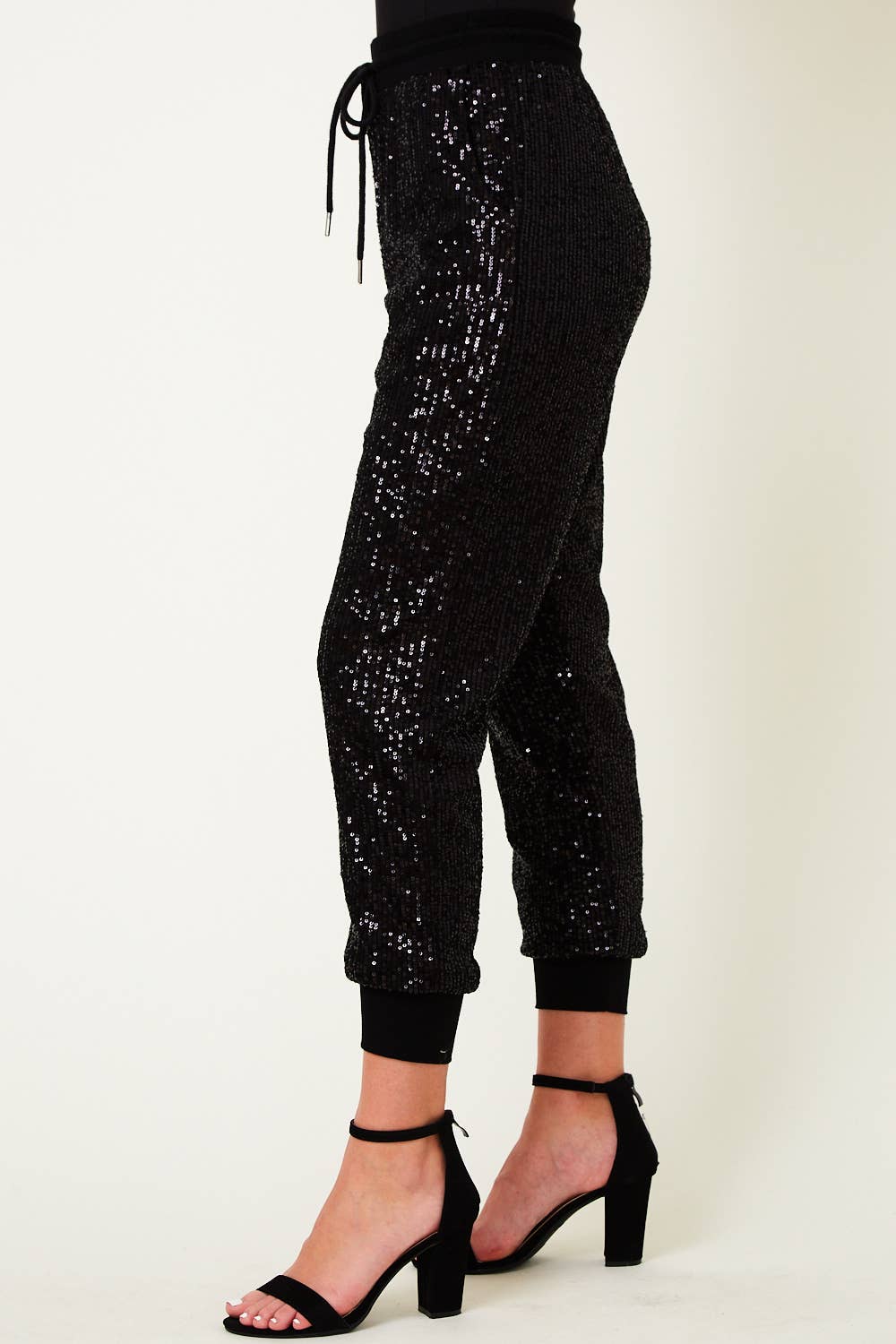 Black Sequin Jogger Pants - Born To Glam Born To Glam
