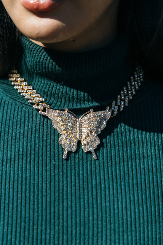 Ciana Cuban Link Butterfly Necklace - Born To Glam Born To Glam