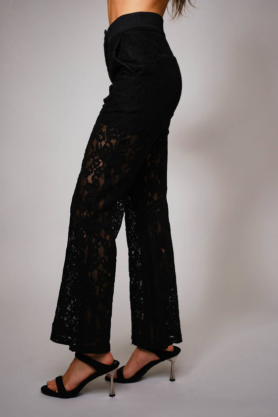 Lace Sheer Mid Rise Trouser Pants - Born To Glam Born To Glam