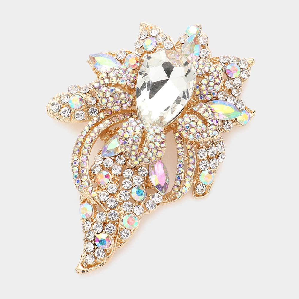 Floral Crystal Pave Bouquet Brooch / Pendant - Born To Glam Born To Glam