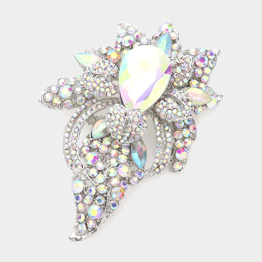 Floral Crystal Pave Bouquet Brooch / Pendant - Born To Glam Born To Glam