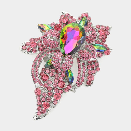 Floral Crystal Pave Bouquet Brooch / Pendant - Born To Glam Born To Glam