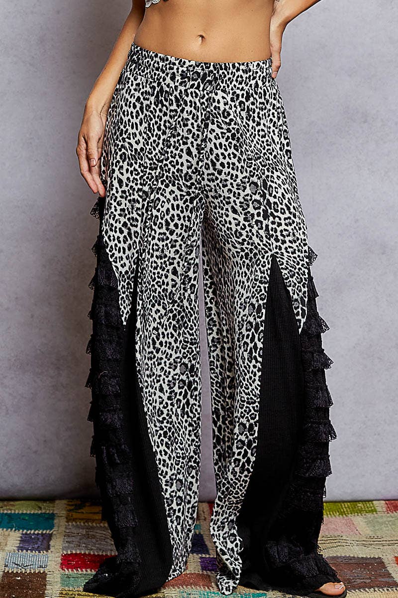 Leopard Pattern Lace Pants - Born To Glam Born To Glam