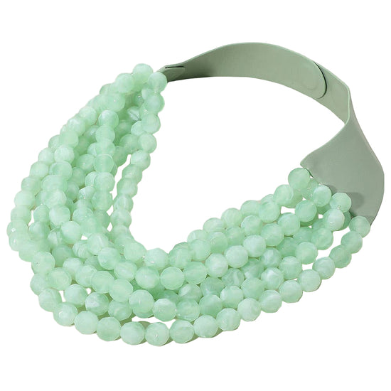 Beaded Multi Layered Faux Leather Magnetic Necklace - Born To Glam Born To Glam