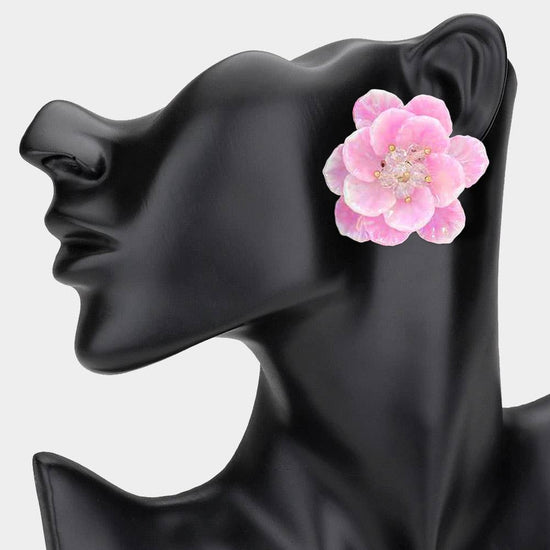 Faceted Bud Resin Petal Flower Earrings - Born To Glam Born To Glam