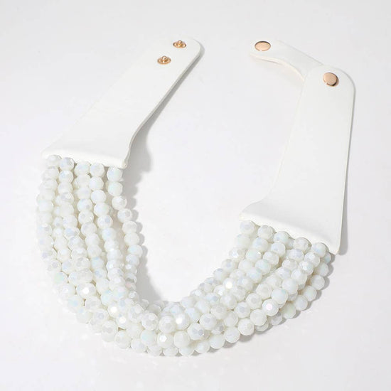Chunky Acrylic Beaded Multi Layered Faux Leather Necklace - Born To Glam Born To Glam