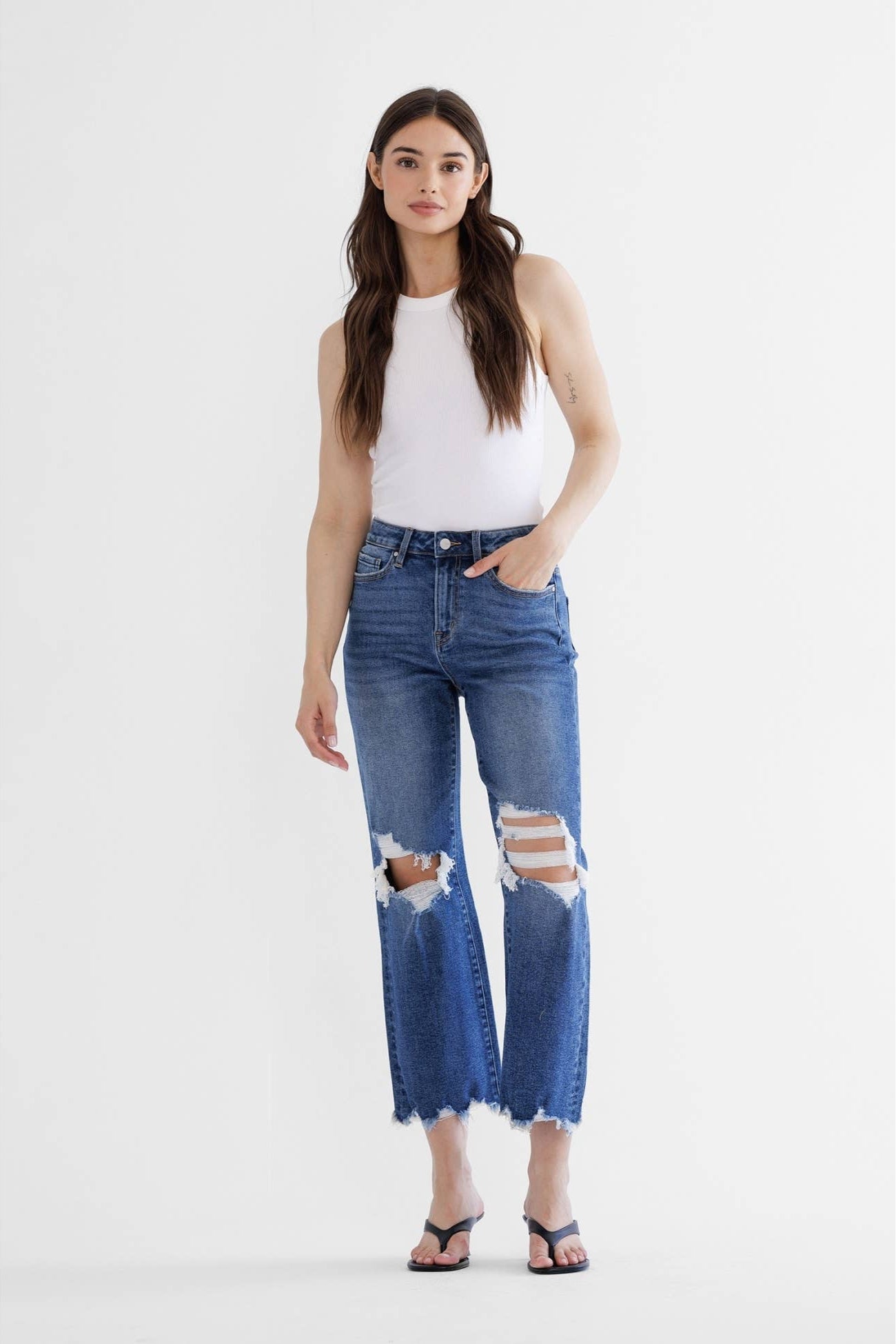 Mica Denim 90's Vintage Crop Flare - Born To Glam Born To Glam