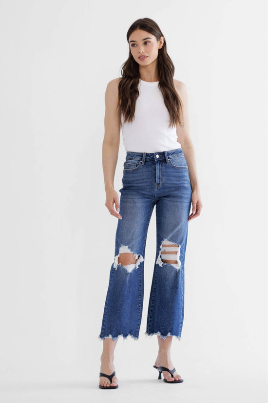 Mica Denim 90's Vintage Crop Flare - Born To Glam Born To Glam