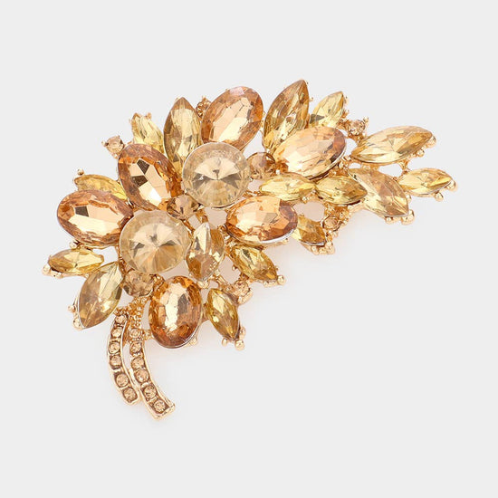 Glass Crystal Leaf Pin Brooch - Born To Glam Born To Glam