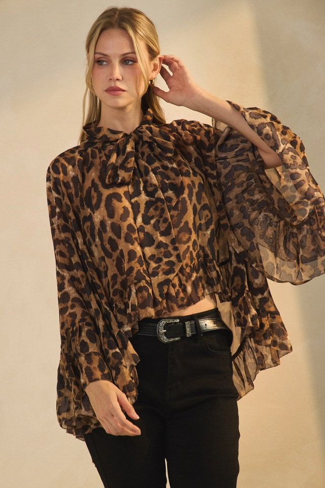 Leopard Printed Chiffon Blouse - Born To Glam Born To Glam