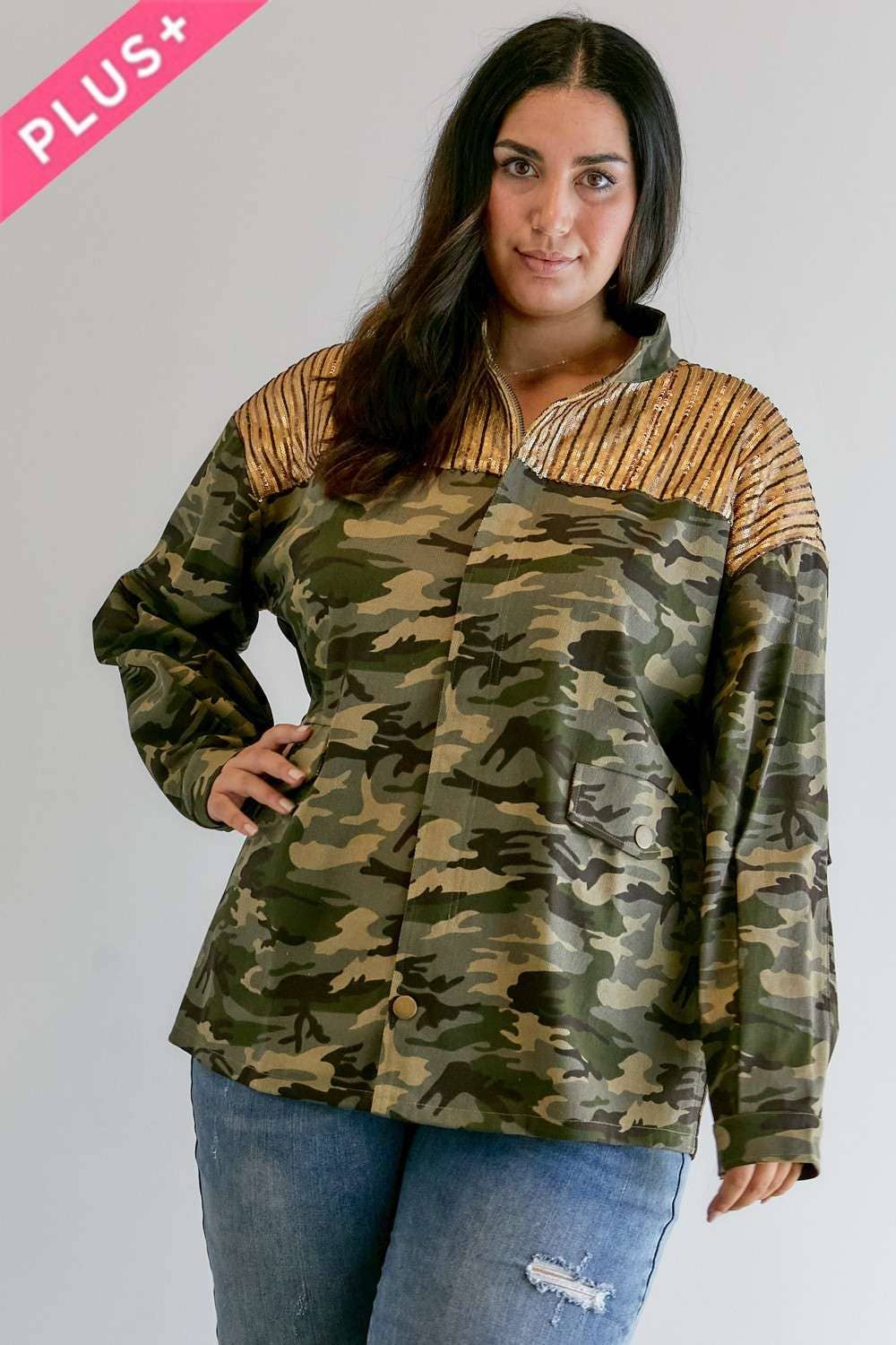 Gold  Sequined Camo Jacket - Born To Glam Born To Glam