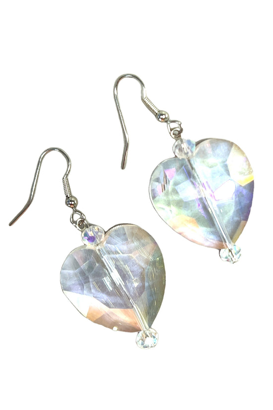 Crystal Heart Dangle Earrings - Born To Glam Born To Glam