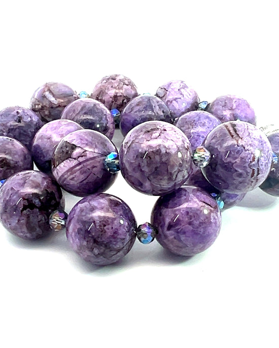 Purple Amethyst 20mm Gemstone Short Necklace - Born To Glam Born To Glam