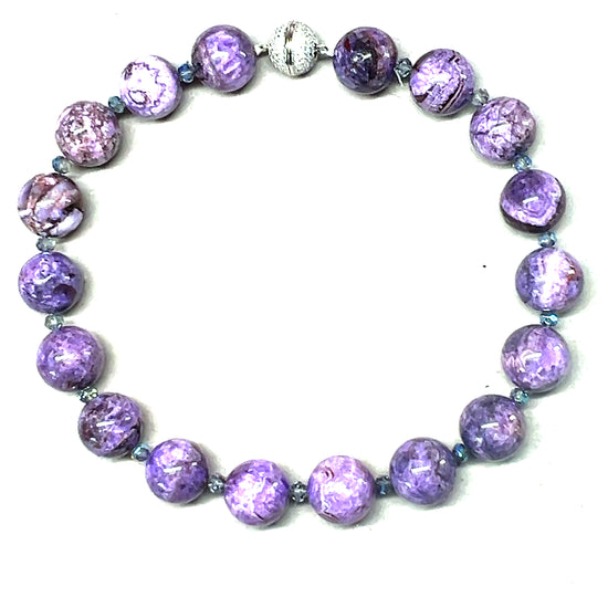 Purple Amethyst 20mm Gemstone Short Necklace - Born To Glam Born To Glam