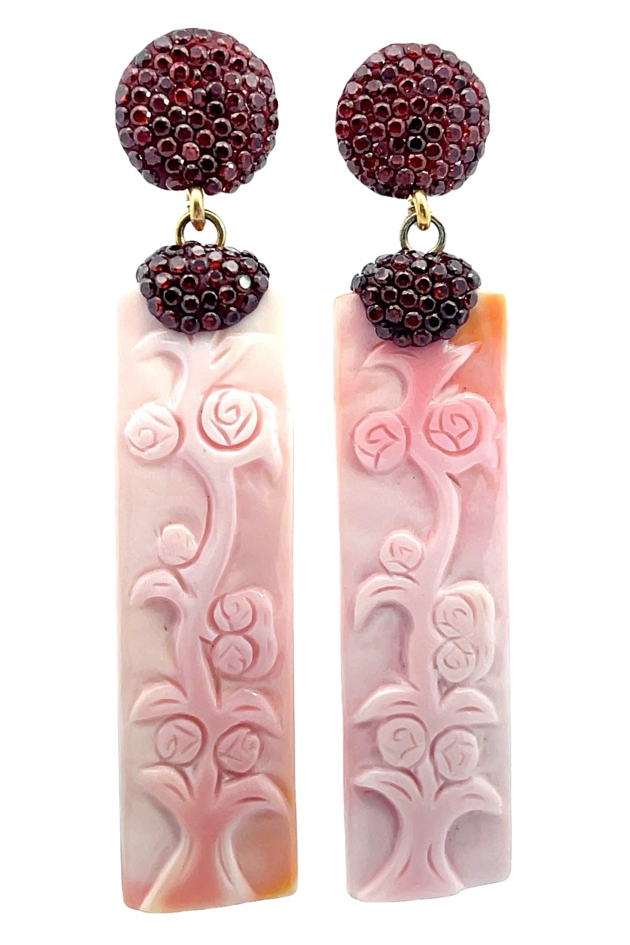 Pink Elegant Carved Sterling Silver Drop Earrings - Born To Glam Born To Glam