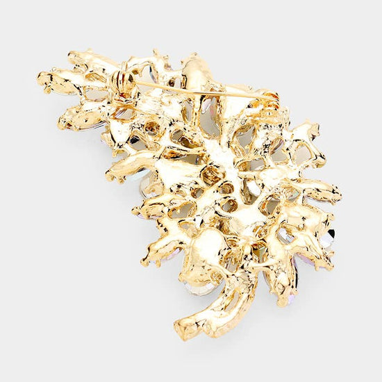 Glass Crystal Leaf Pin Brooch - Born To Glam Born To Glam