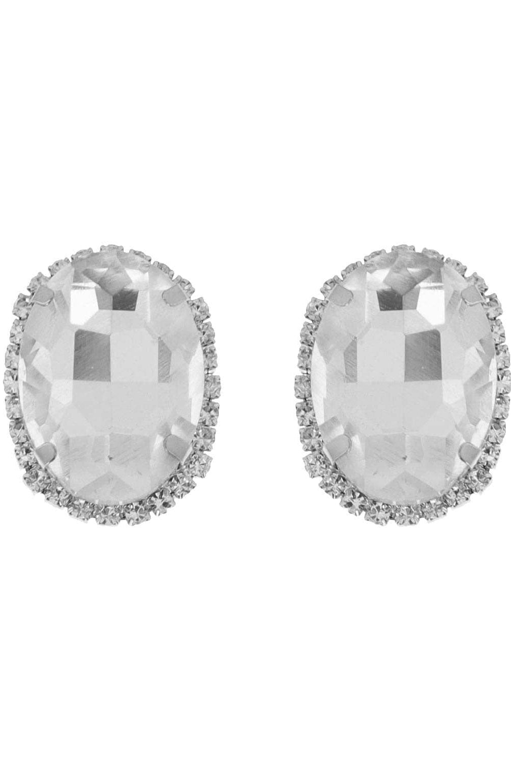 Rhinestone Oval Crystal Stud Earrings - Born To Glam Born To Glam