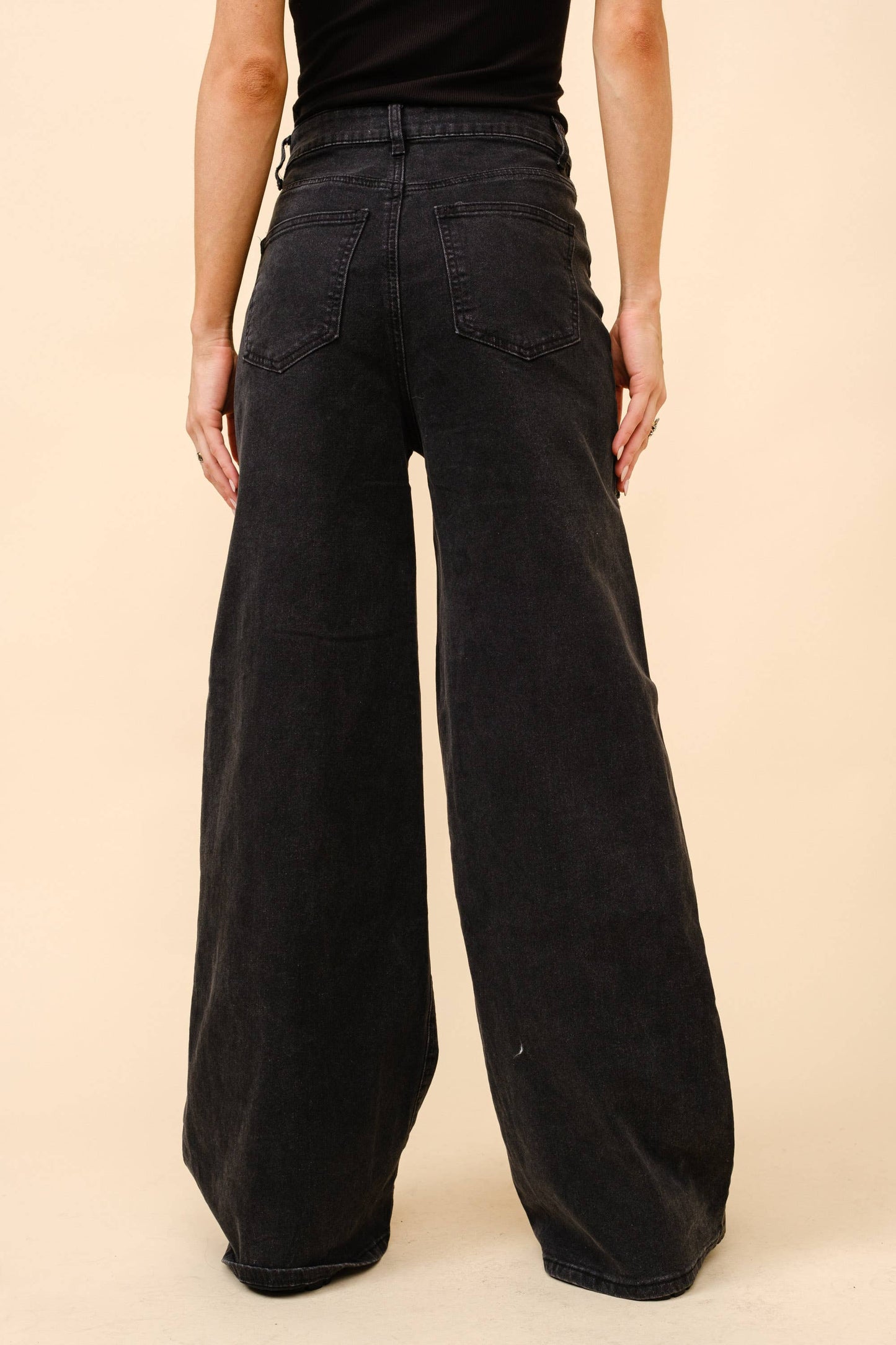 Mid Rise Crystal Slit Bottom Denim Jeans - Born To Glam Born To Glam