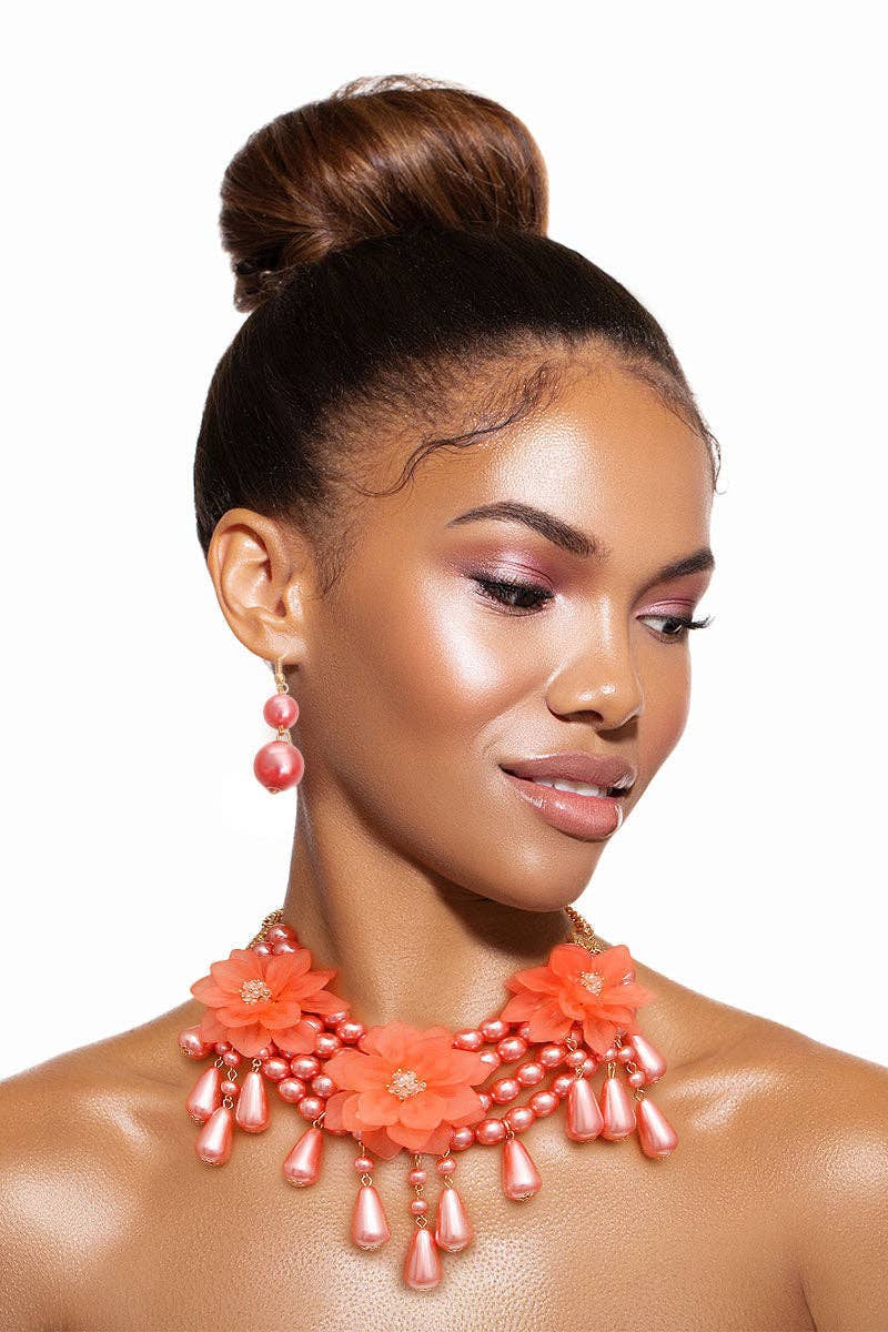 Pink Pearl Teardrop Flower Set - Born To Glam Born To Glam