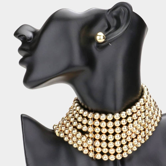 Metal Ball Multi Layered Choker Necklace - Born To Glam Born To Glam