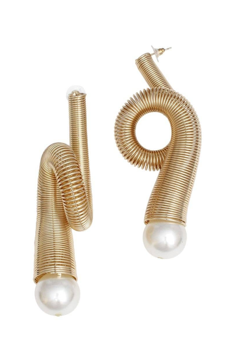 Large Gold Looped Pearl Earrings - Born To Glam Born To Glam