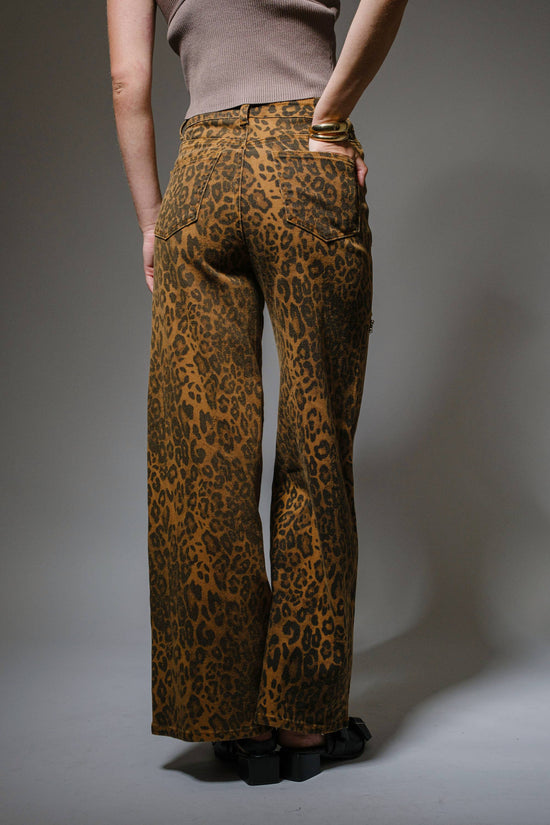 Leopard Print Cut-Out Rhinestone Jeans Born To Glam