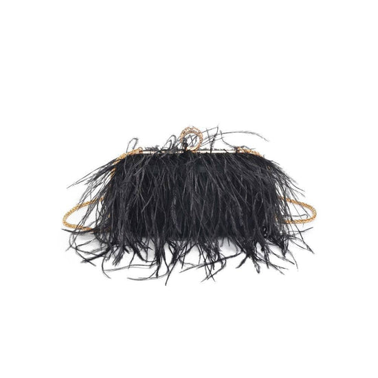 Harlow Feather Evening Bag Black - Born To Glam Born To Glam