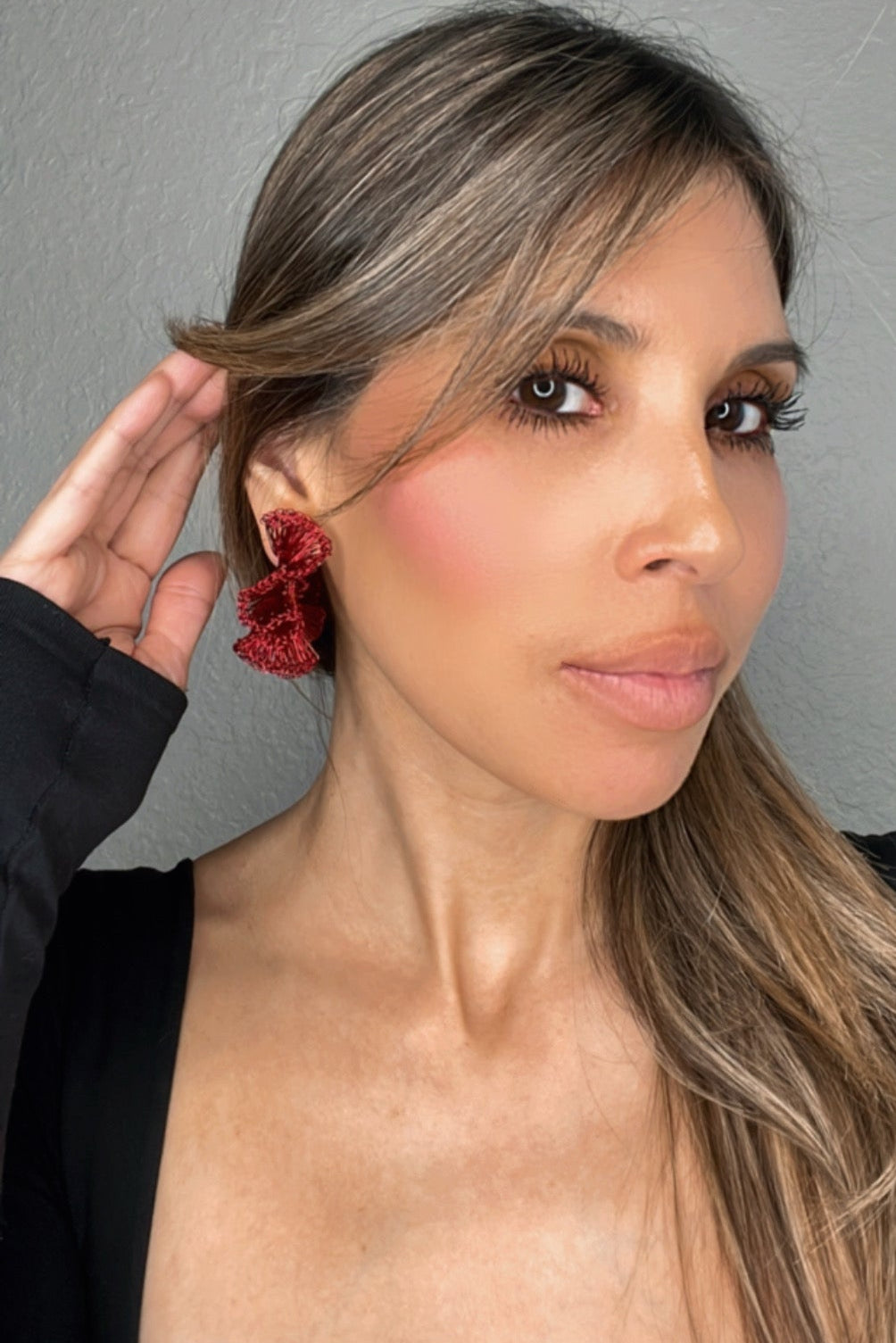 Red Small Ruffle Hoops - Born To Glam Born To Glam